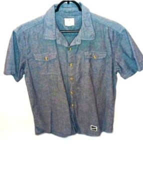 AMBIG Apparel Men's Short Sleeve Button Down Collar Gray Shirt | EUC